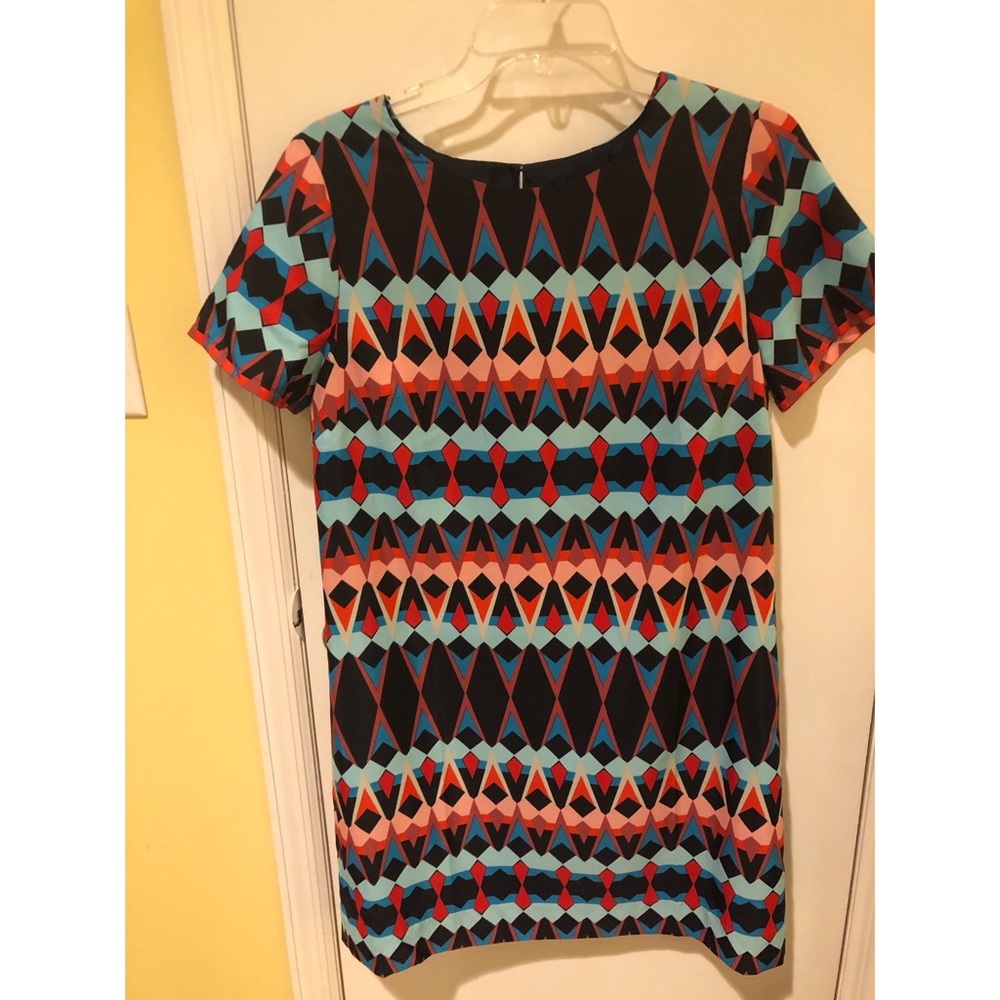JCrew geo pattern colorful short sleeve dress